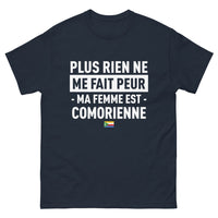Thumbnail for T-shirt Comorien marine - Rien ne me fait peur, ma femme est comorienne