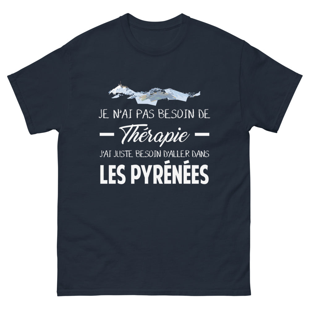 T-shirt Pyrénées marine - Pas besoin de thérapie, juste des Pyrénées