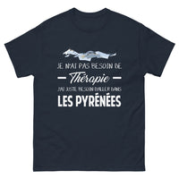 Thumbnail for T-shirt Pyrénées marine - Pas besoin de thérapie, juste des Pyrénées