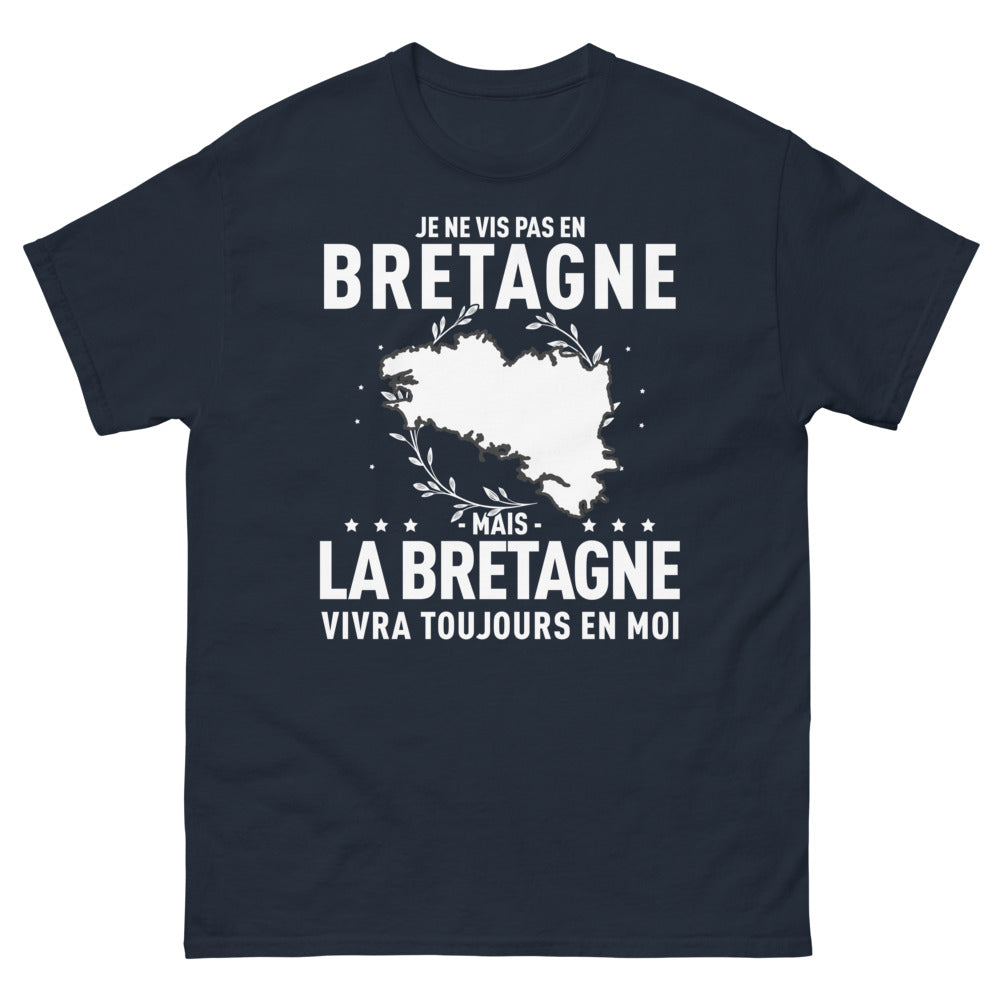 T-shirt Bretagne marine - Je ne vis pas en Bretagne mais j'y reste attaché