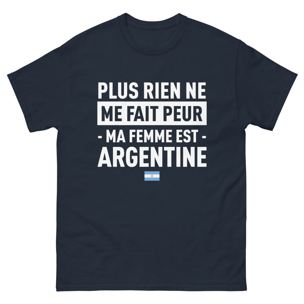 T-shirt Argentine marine - Rien ne me fait peur, ma femme est Argentine