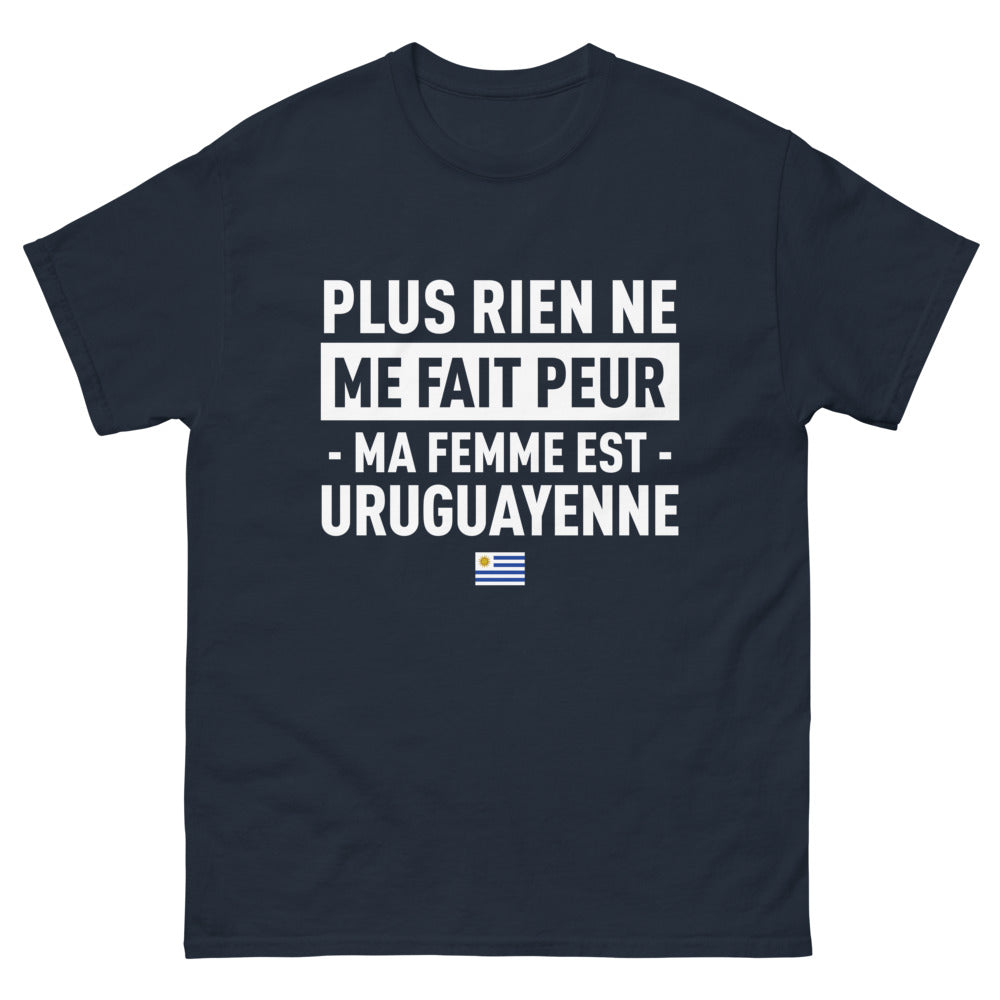T-shirt Uruguay marine - Plus rien ne me fait peur, ma femme est uruguayenne