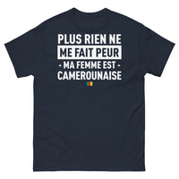 Thumbnail for T-shirt Cameroun marine - Plus rien ne me fait peur, ma femme est Camerounaise