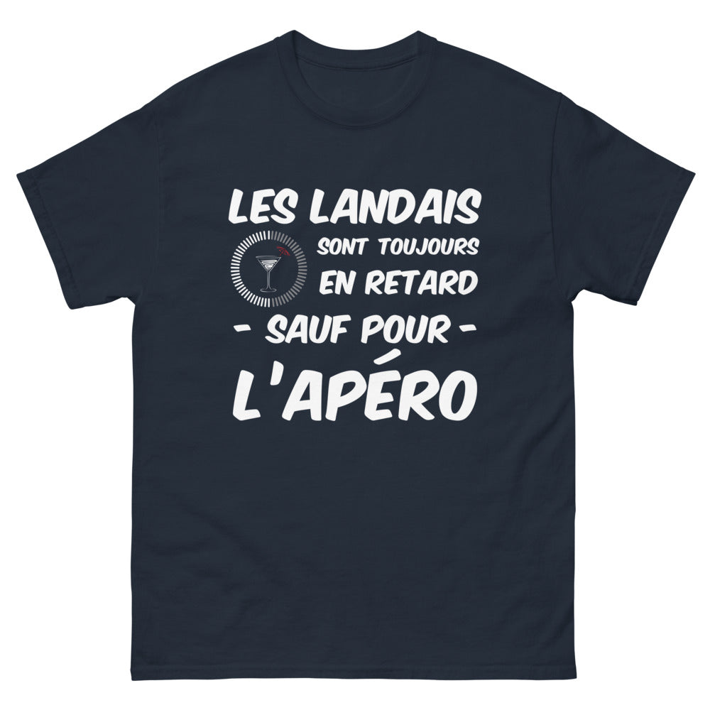 T-shirt Landes marine - Les Landais sont toujours en retard sauf pour l'apéro