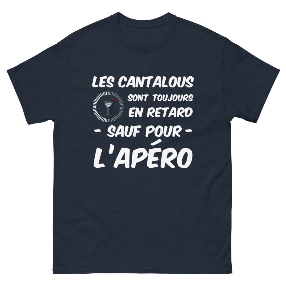 T-shirt Cantal marine - Toujours en retard sauf pour l'apéro