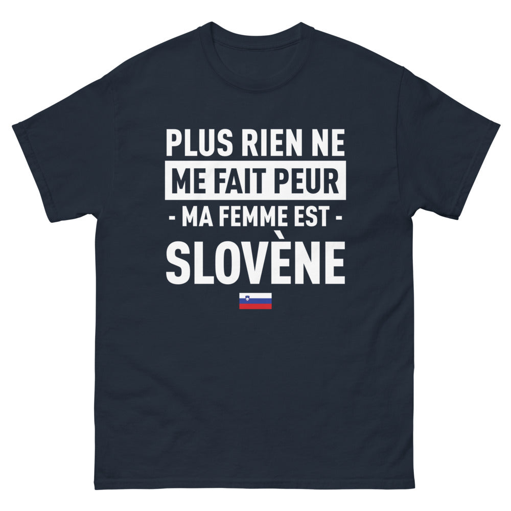T-shirt Slovène marine - Rien ne me fait peur, ma femme est Slovène