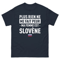 Thumbnail for T-shirt Slovène marine - Rien ne me fait peur, ma femme est Slovène