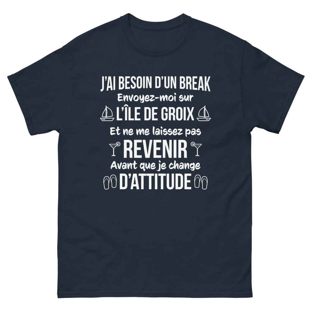 T-shirt Île de Groix marine - J'ai besoin d'un break, escapade en Bretagne