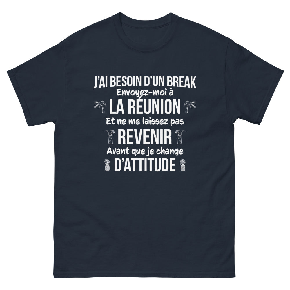 T-shirt Réunion marine - Évasion humoristique et chic