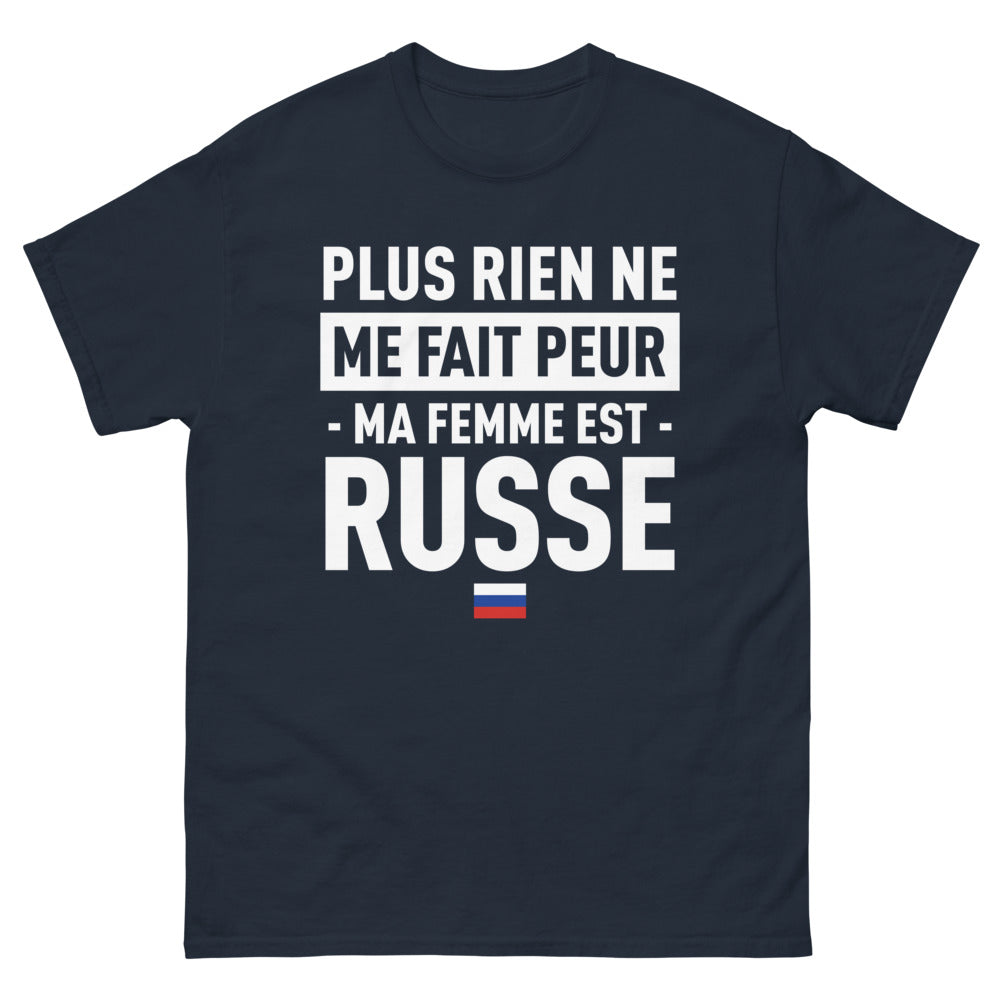 T-shirt Russe marine - Rien ne me fait peur, ma femme est Russe