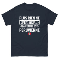Thumbnail for T-shirt Pérou marine - Plus rien ne me fait peur : ma femme est Péruvienne