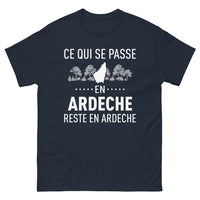 Thumbnail for T-shirt Ardèche marine - Ce qui se passe en Ardèche reste en Ardèche