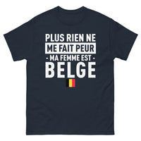 Thumbnail for T-shirt Belgique marine - Plus rien ne me fait peur, ma femme est Belge