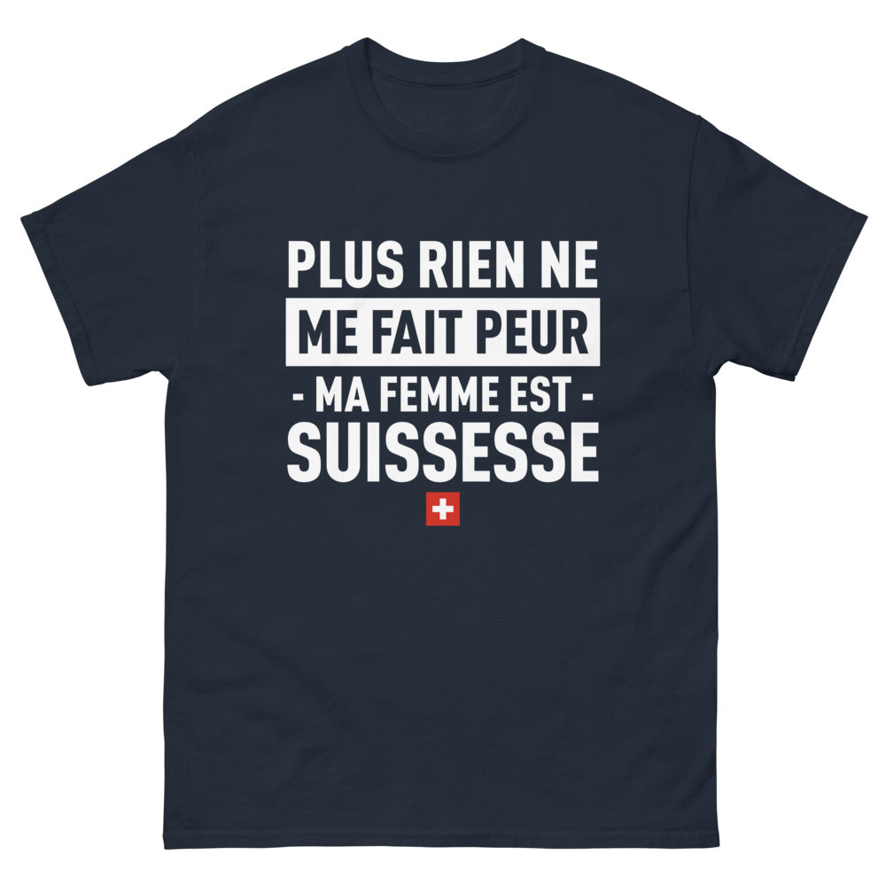 T-shirt Suisse marine - Plus rien ne me fait peur, ma femme est Suissesse