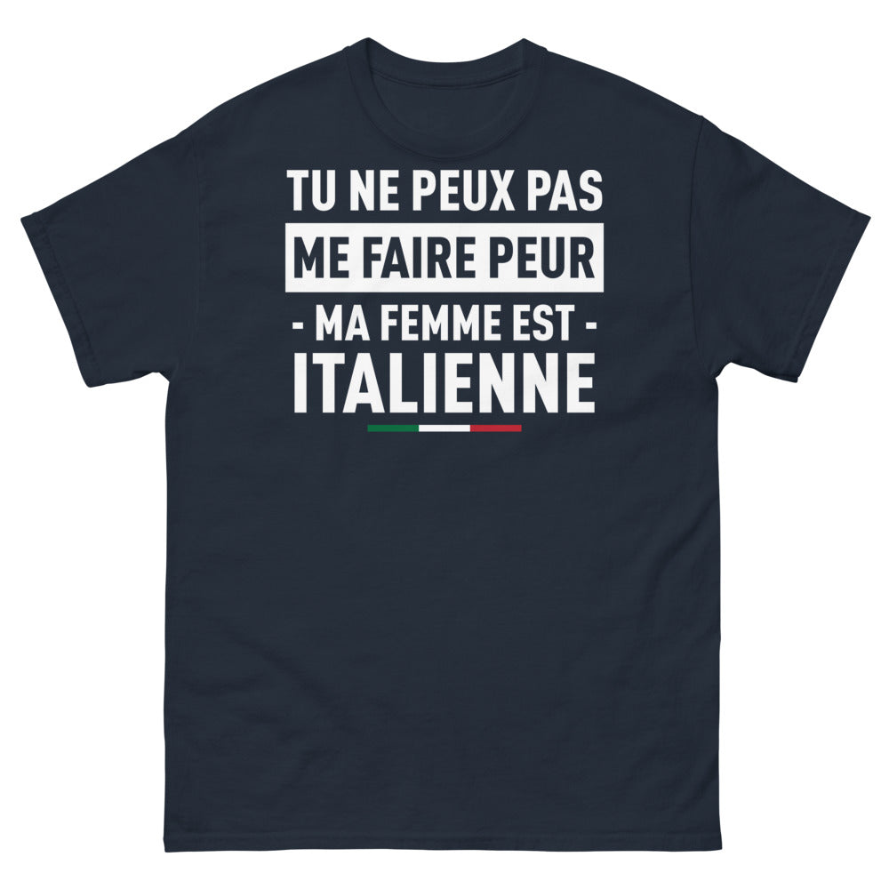T-shirt Italie noir dos - Tu ne peux pas me faire peur, ma femme est italienne
