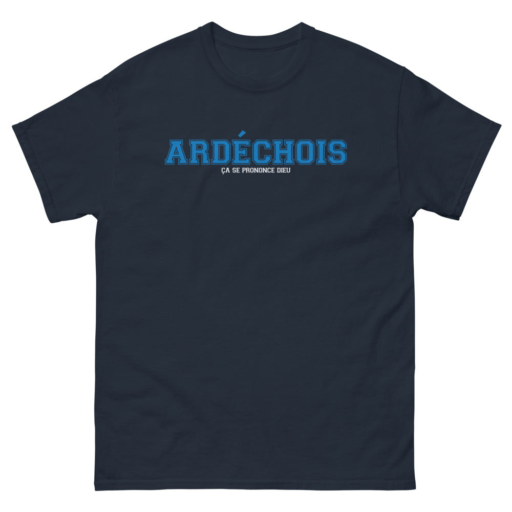 T-shirt Ardèche marine - Ça se prononce Dieu avec humour