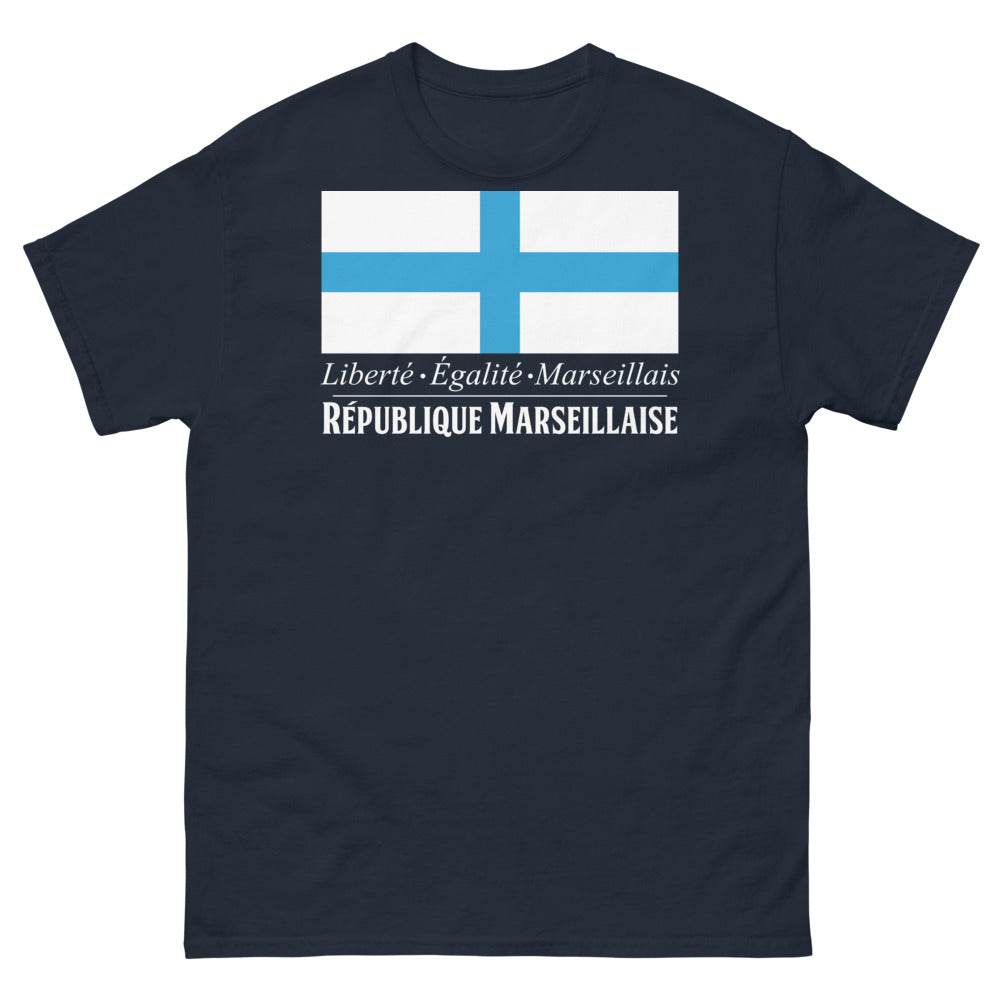 T-shirt Marseille marine - Liberté, Égalité, Marseillais
