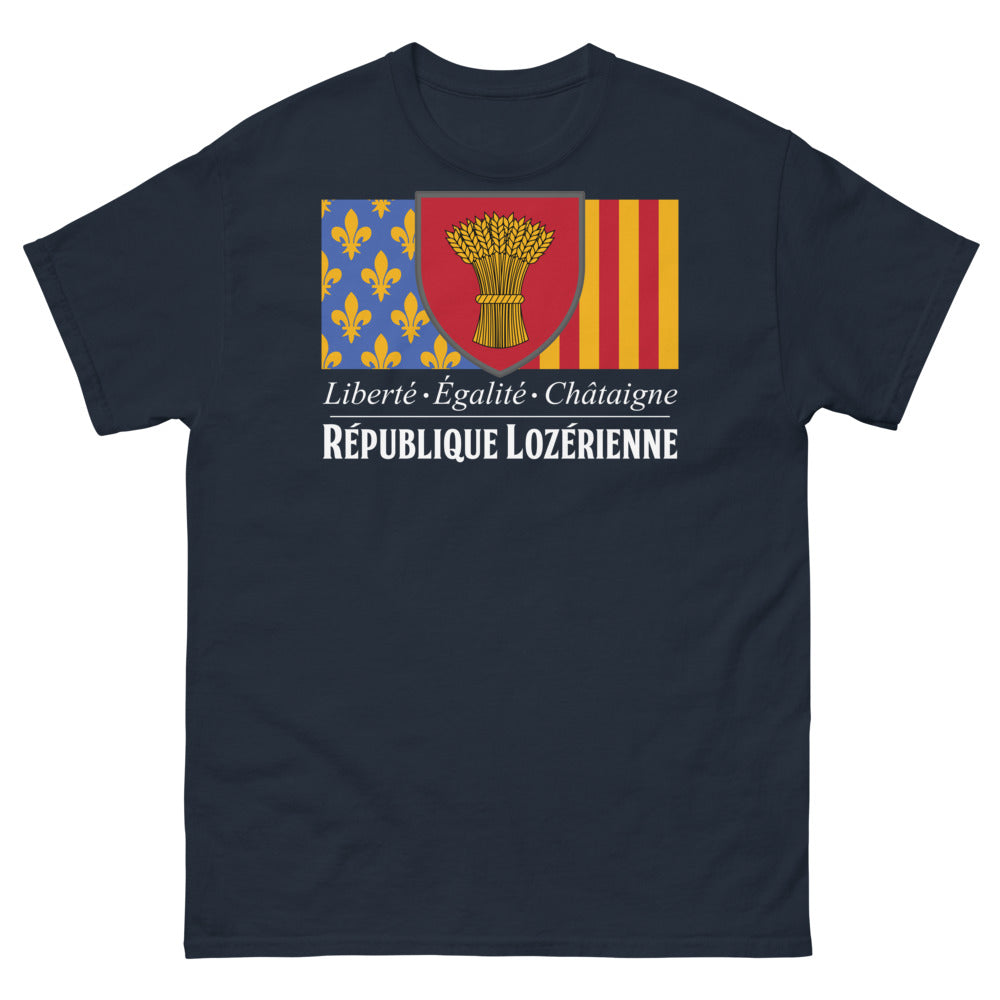 T-shirt Lozérien marine - Liberté Égalité Châtaigne amusant