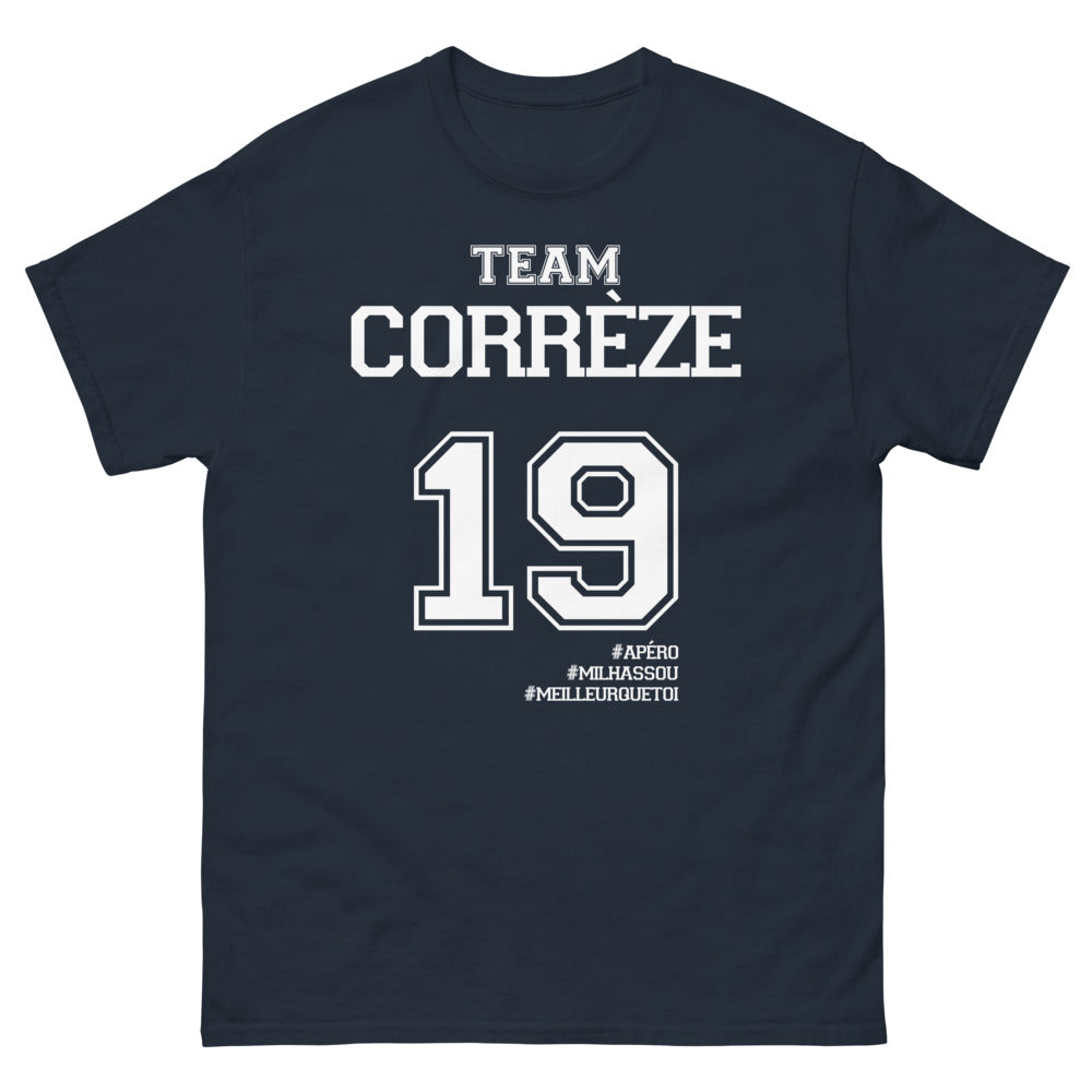 T-shirt Corrèze 19 marine - Apéro et Milhassou humoristique
