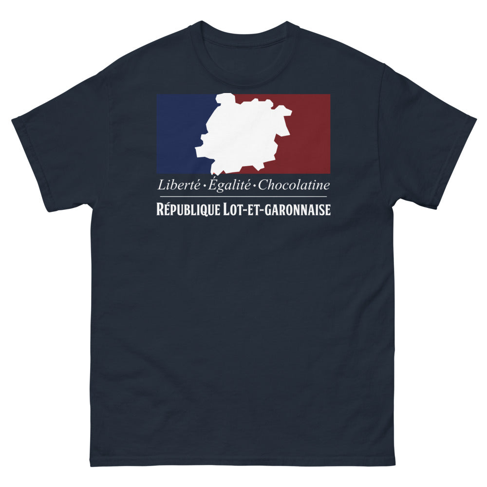 T-shirt Lot-et-Garonne marine - Liberté, Égalité, Chocolatine