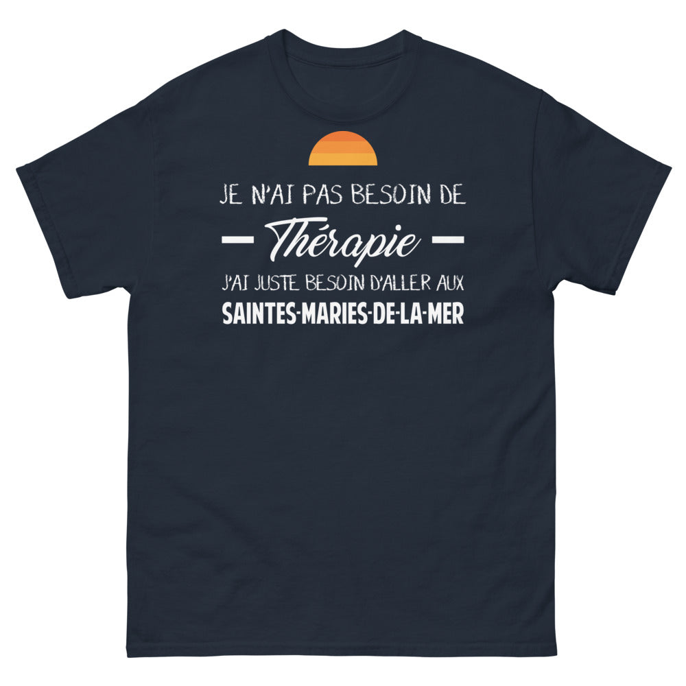 T-shirt Saintes-Maries-de-la-Mer marine - Je n'ai pas besoin de thérapie