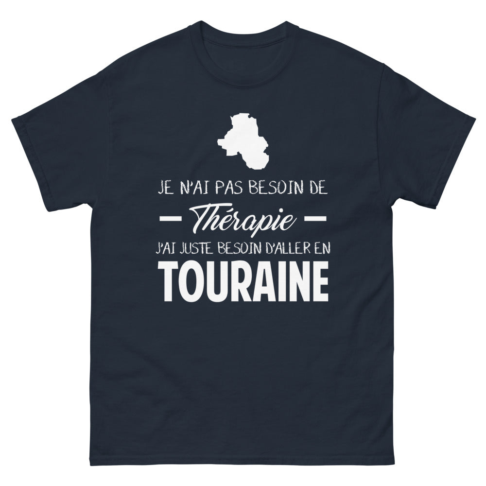 T-shirt Touraine marine - Pas de thérapie, juste besoin de Touraine