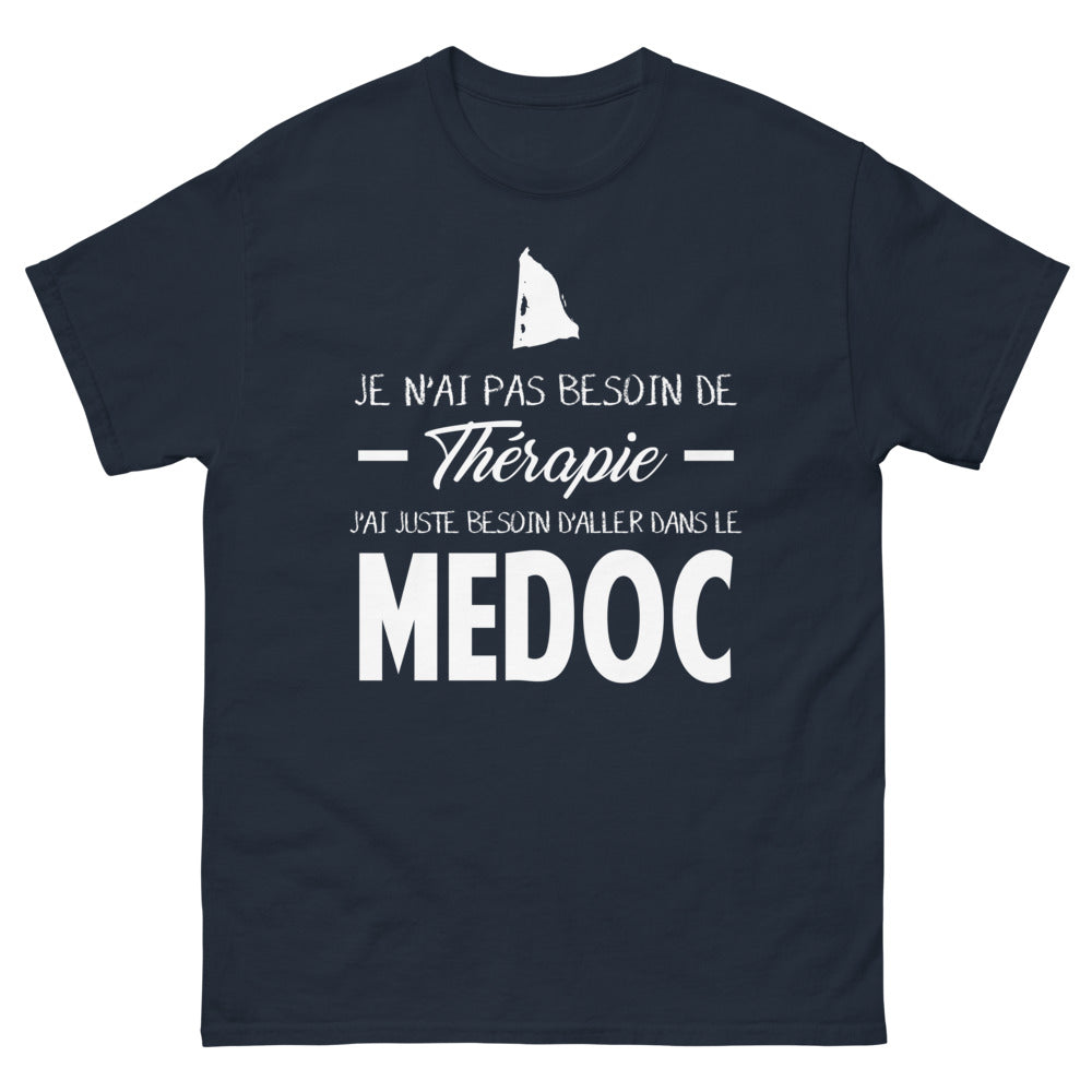 T-shirt Médoc marine - Pas besoin de thérapie, juste du vin