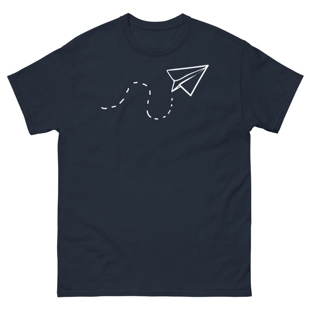 T-shirt aviation noir dos - Design avion en papier