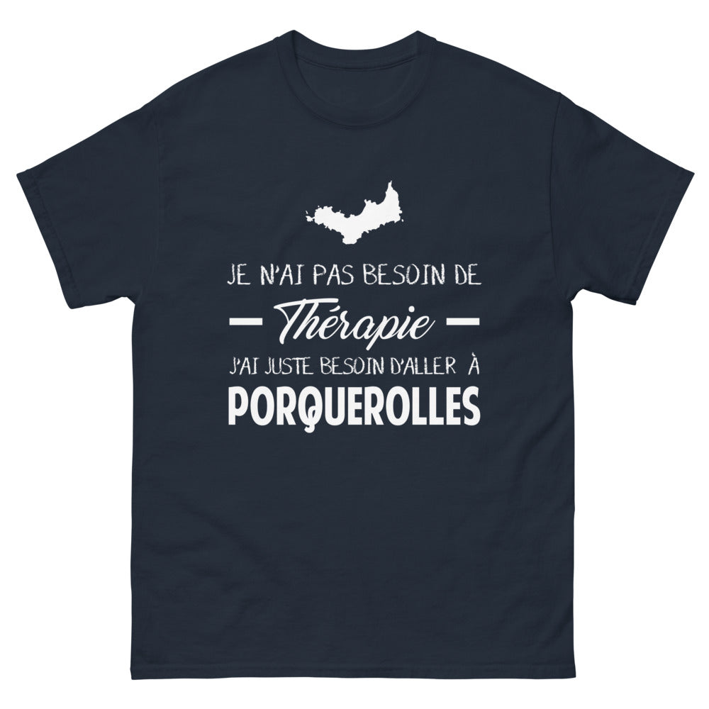T-shirt Porquerolles marine - Pas besoin de thérapie, juste y aller