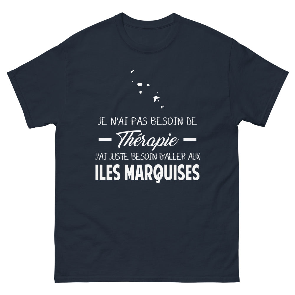 T-shirt Îles Marquises marine - Je n’ai pas besoin de thérapie