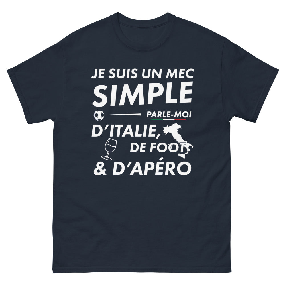T-shirt Italie marine - Je suis un mec simple, parle-moi d'Italie