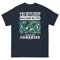Thumbnail for T-shirt Canarien noir dos - J'ai peut-être l'air de t'écouter, mais dans ma tête, je suis aux Canaries