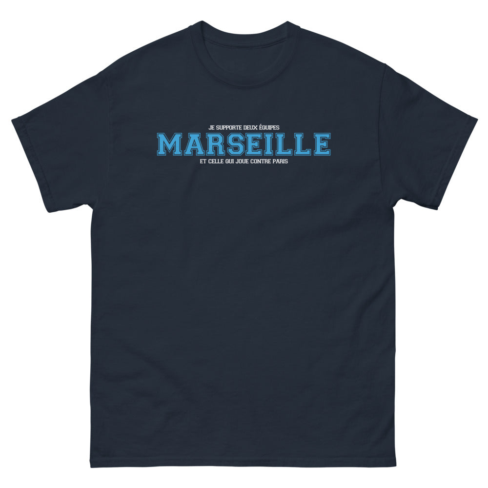T-shirt Marseille marine - Je supporte deux équipes