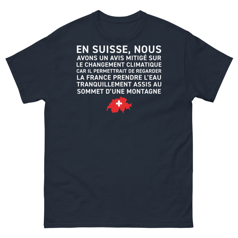 T-shirt Suisse marine - Méditation climatique en montagne