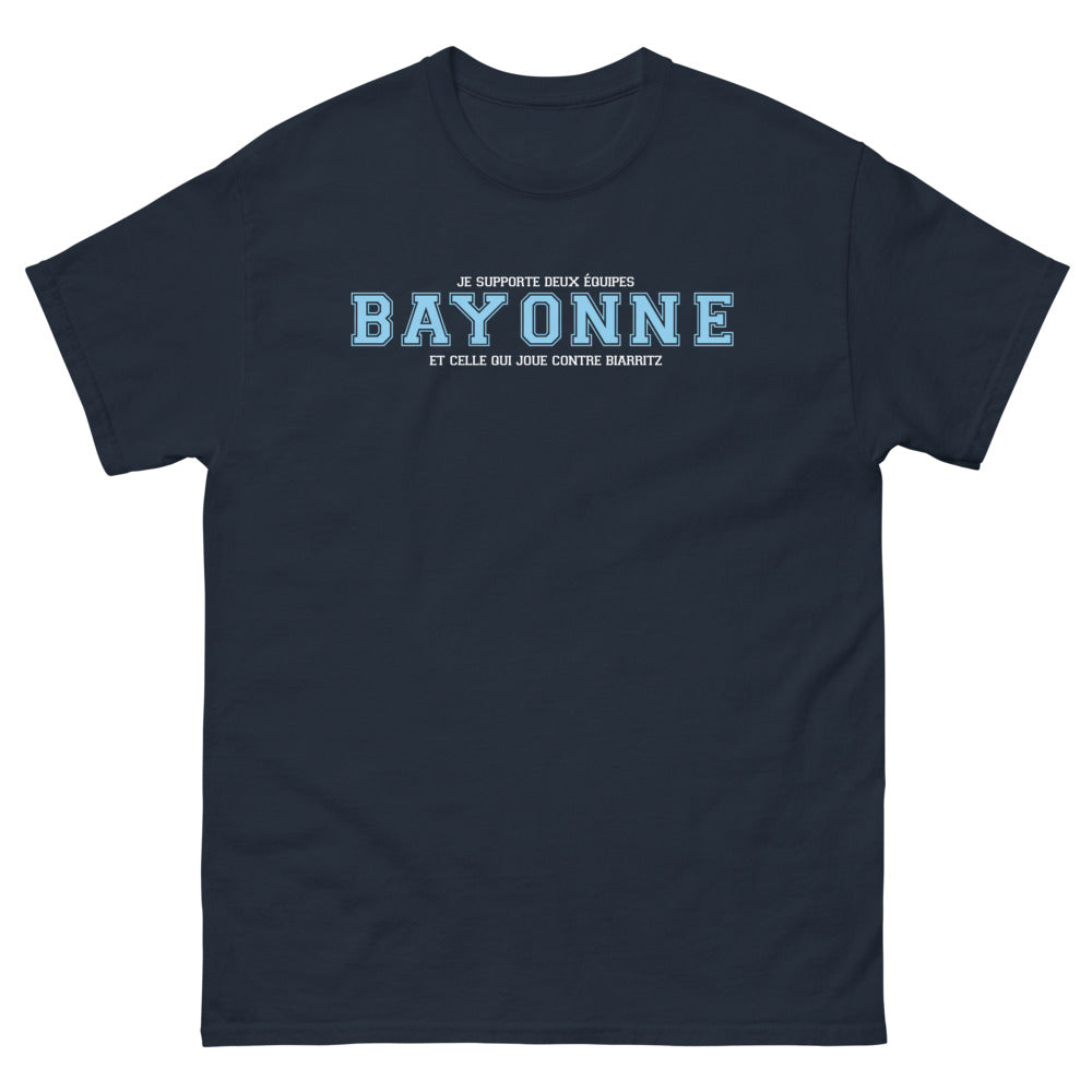 T-shirt Pays Basque marine - Je supporte deux équipes : Bayonne et celle qui joue contre Biarritz