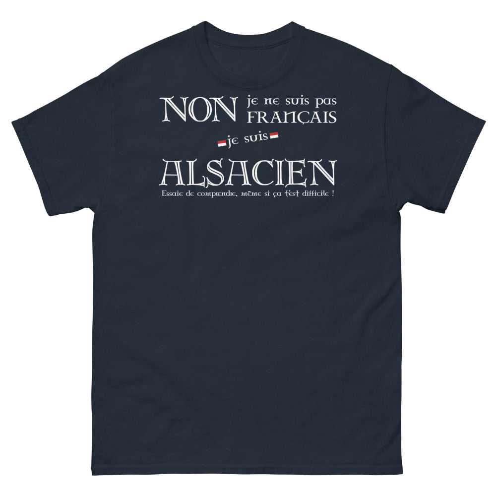 T-shirt Alsace marine - Je ne suis pas Français, je suis Alsacien