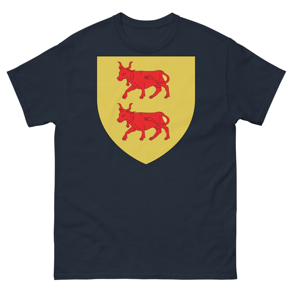 T-shirt Occitanie noir - Deux Bœufs Rouges sur fond jaune