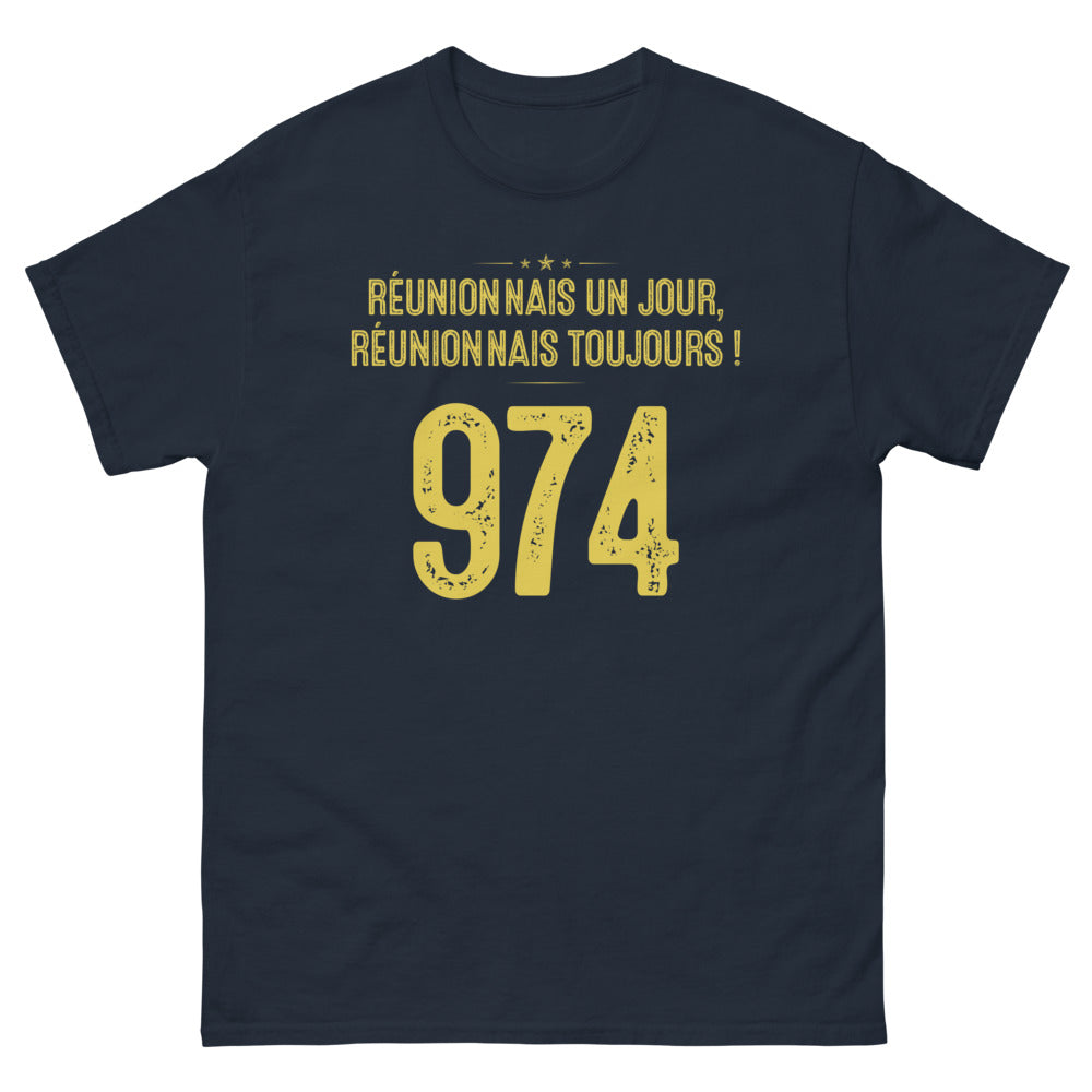 T-shirt Réunion marine - Né un jour, Réunionnais toujours
