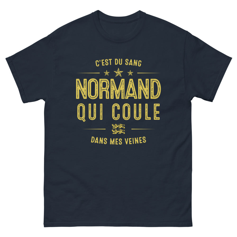 T-shirt Normandie marine - C'est du sang normand qui coule