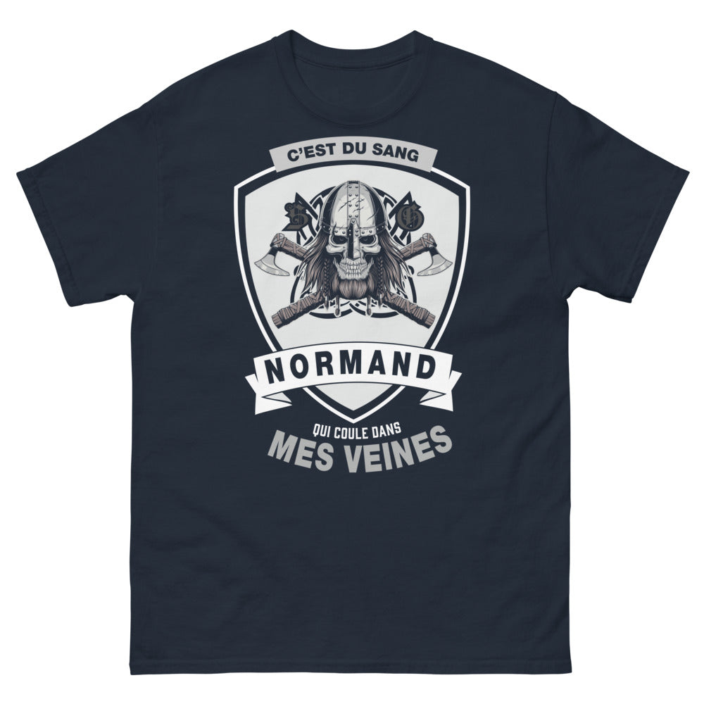 T-shirt Normandie marine - C'est du sang normand qui coule