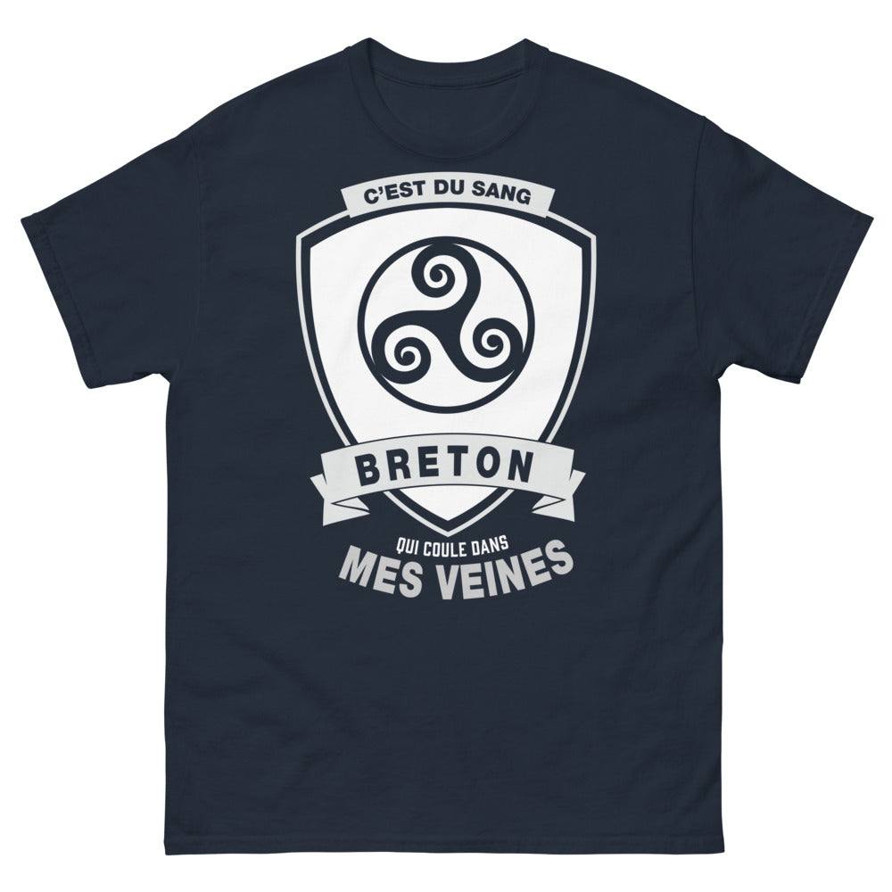 T-shirt Bretagne marine - C'est du sang breton qui coule