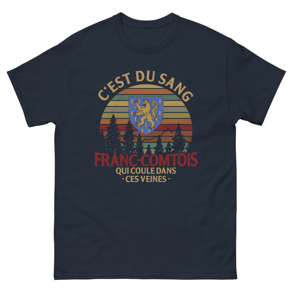 T-shirt Franc-Comtois marine - C'est du sang franc-comtois qui coule dans mes veines