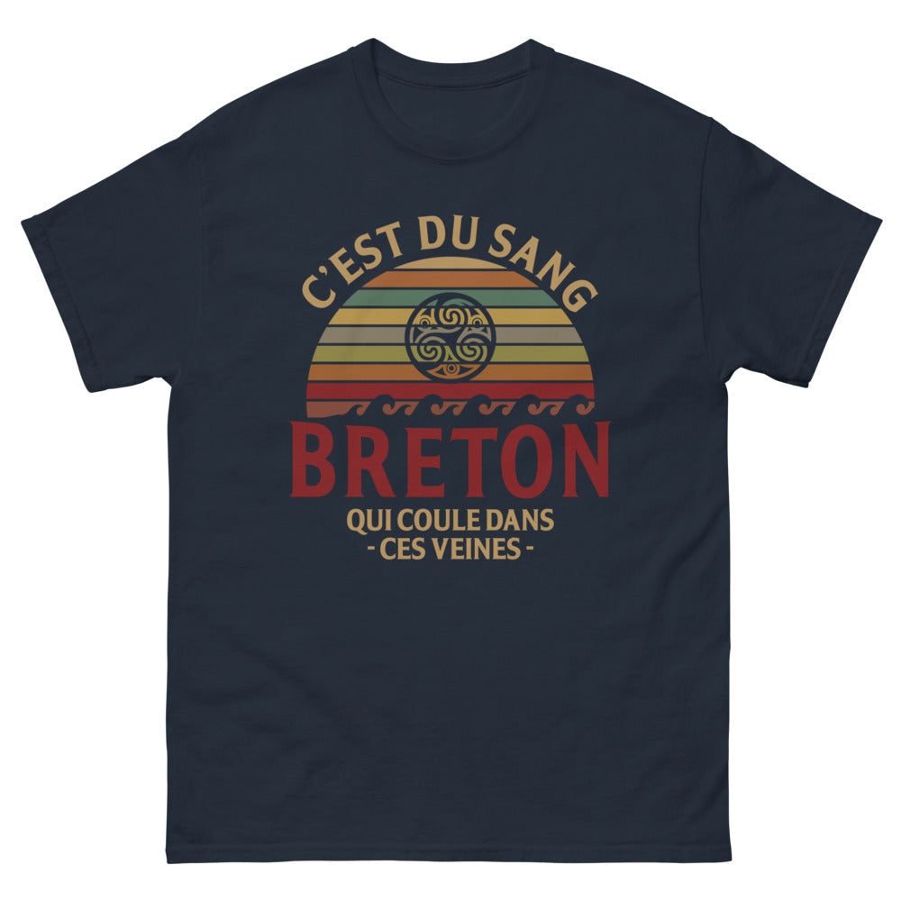 T-shirt Bretagne marine - C'est du sang breton qui coule
