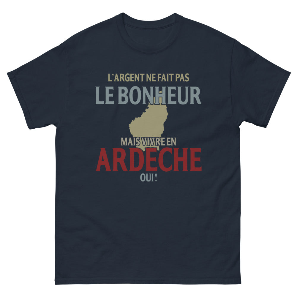 T-shirt Ardèche marine - L'argent ne fait pas le bonheur