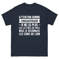 Thumbnail for T-shirt Cinquante-naire noir dos - attention homme cinquantenaire je ne lis plus les lettres de près