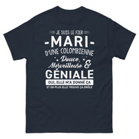 Thumbnail for T-shirt Colombien marine - Fier mari d'une douce géniale