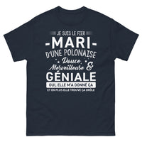 Thumbnail for T-shirt Pologne marine - Fier mari d'une Polonaise géniale