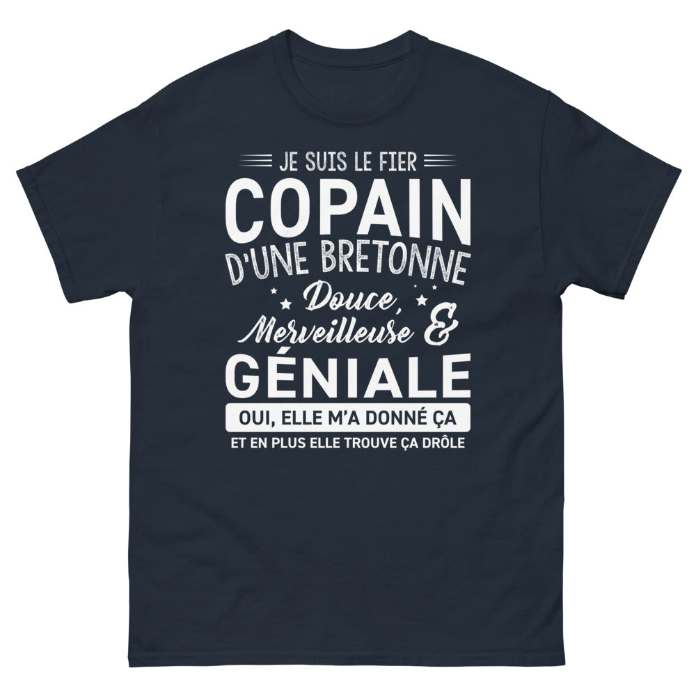 T-shirt Bretagne marine - Fier copain d'une Bretonne