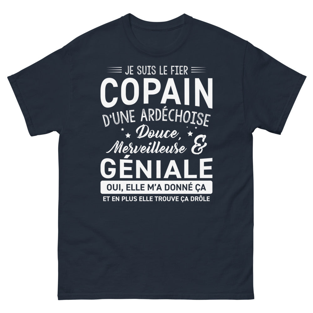 T-shirt Ardèche marine - Fier copain d'une merveilleuse