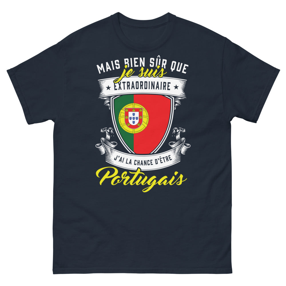 T-shirt Portugal marine - Je suis Extraordinaire, je suis Portugais !